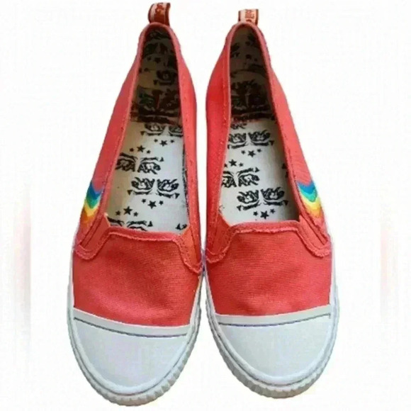 Tigerbear Republik Sneakers Slip-on Rainbow Design Red Recycled Women's size 7.5 - Picture 1 of 10